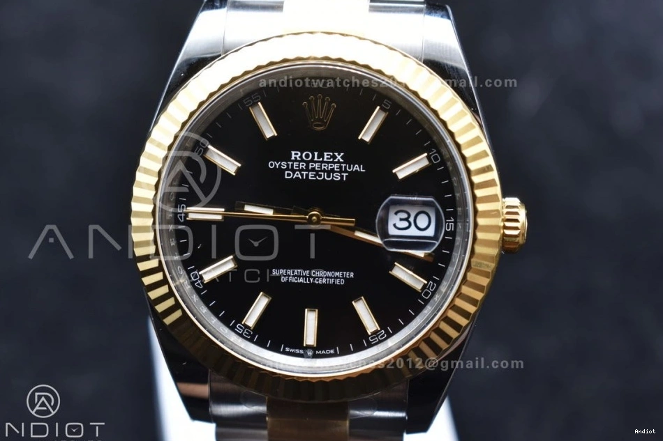 1:1 Oyster YG Bracelet Edition Best Clean SS Black Stick on 126333 41 VR3235 Steel Dial DateJust 904L 0512